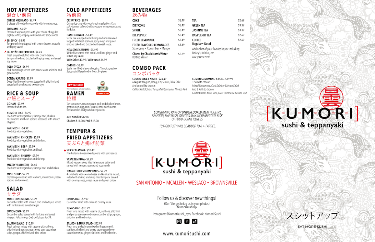Menu Kumori Sushi & Teppanyaki Weslaco-1
