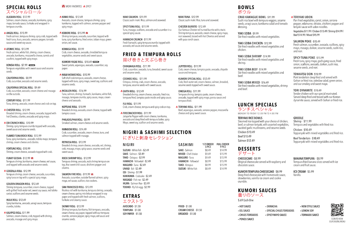 Menu Kumori Sushi & Teppanyaki Weslaco-2