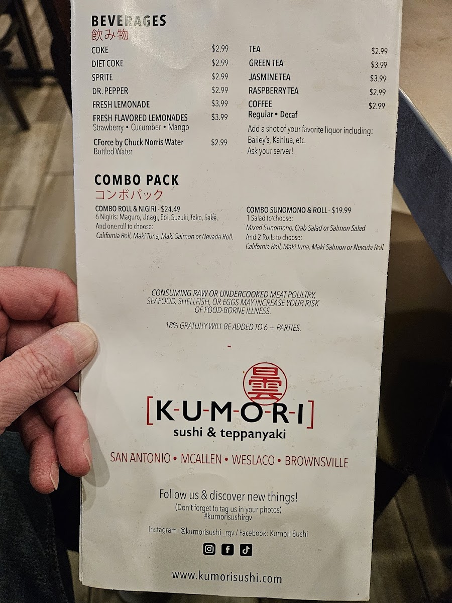 Menu Kumori Sushi & Teppanyaki Weslaco-4
